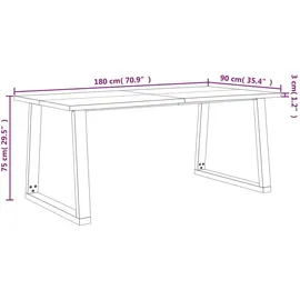 vidaXL Esstisch Baumkante 180x90x75 cm Massivholz Akazie