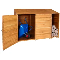 Geräteschuppen MCW-J75, Geräteschrank Gerätehaus, Holz gebeizt MVG-zertifiziert, 180x250x93cm ~ naturfarben
