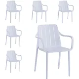 VORTIVO Gartenstühle 6er Set stapelbar - Hochwertige Outdoor-Stühle in Weiß, wetterfest, UV-beständig, bis 200 kg – für Balkon, Terrasse & Esszimmer