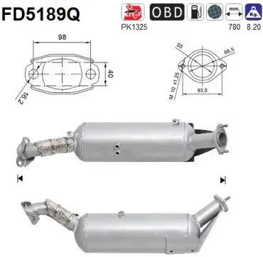 AS Ruß-/Partikelfilter, Abgasanlage fd5189q für Suzuki