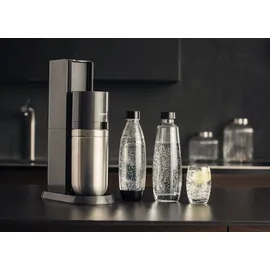 Sodastream Duo schwarz + Glaskaraffe + PET-Fasche