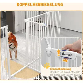 PawHut Welpenauslauf Klappbar 90 cm Hoch, mit 8 Platten, Stahl,