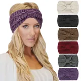 DRESHOW 6 Stück Winter Stirnband Damen Strick Ohrenwärmer Stirnbänder Mädchen Gestrickt Stirnband Kopfband Haarband Headwrap Frauen Haarbänder