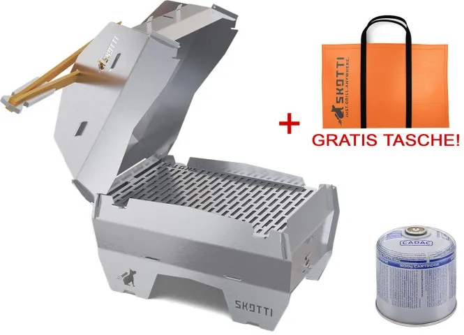 SKOTTI OUTDOOR 2.0 Gasgrill inkl. gratis Tasche + CAP Deckel + CA500-N 500g Ventil-Gas-Kartusche