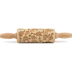 Teigroller FOLKROLL "3D-Motiv-Teigrolle", braun, L:23cm, Buchenholz, Teigroller, Dinosaurier