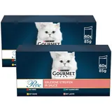 Purina Gourmet Perle Еrlesene Streifen mit Huhn, Rind, Lachs & Kaninchen 120 x 85 g