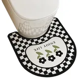 ZESLIV WC Vorleger mit Ausschnitt 55 * 50cm rutschfeste Badematte Blumen Badezimmerteppich U Förmige Toilettenmatte Badgarnitur Badteppich