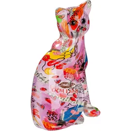 Gilde Figur OOH LALA Katze aus Kunstharz - Mehrfarbig - Höhe 29cm x Breite 21cm - Street Art Style