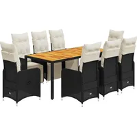 vidaXL Garten-Bistro-Set 9-tlg. Schwarz