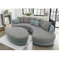 Home affaire Ecksofa Lazio modern und bequem, schmale Armlehnen, tolle Detailverarbeitung, zwei verschiedene Fußfarben wählbar grau|silberfarben 255 cm x 94 cm x 160 cm