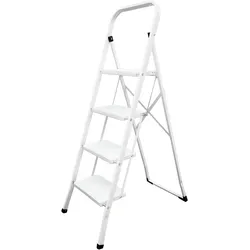 Aluminium-Haustreppe 4 Stufen, Weiße Leiter, Weiße Leiter