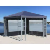 Quick Star Rank Pavillon Set 3x3m Metall Garten Partyzelt Anthrazit mit 2 Seitenteilen mit Fenster