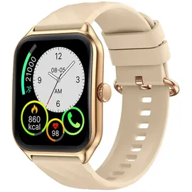Zeblaze GTS 4 BT 49 mm Metallgehäuse Gold Silikonarmband Beige M