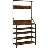 vidaXL Garderobenständer mit Schuhablage Räuchereiche 90 x 34 x 184 cm Braun