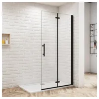 Duschparadies Dusch-Falttür 185cm Schwarz Walk in Dusche Falttür Scharniertür Duschabtrennung, 76x185 cm, Easyclean Sicherheitsglas, beidseitig montierbar 76 cm x 185 cm