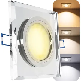 SSC-LUXon Glas Design Einbauleuchte ALINA quadratisch - mit LED Lampe 3CCT 6W dimmbar 3 Weißtöne umschaltbar - Deckenlampe für Innenbereich