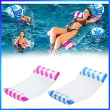 Aufblasbare Wasserhängematte 4 in 1 Lounge Luftmatratze Pool Blau Rosa 2 Stück