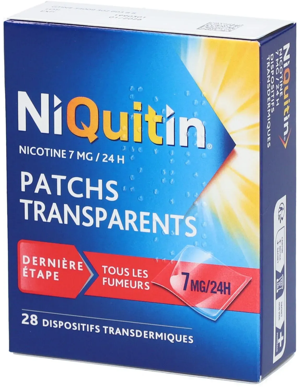NIQUITIN 7 mg/24 heures, dispositif transdermique, boîte de 28 sachets de 1 28 pc(s) pansement(s)