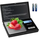 Taschenwaage Feinwaage 1000g/0.1g Digitalwaage Goldwaage Präzisionswaage mit LCD-Anzeige und Tara-Funktion,Feinwaagen mit 7 Einheiten für Küche, Kaffee, Schmuck (2 Batterien enthalten).