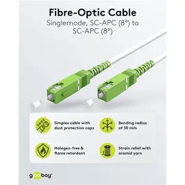 goobay 59599 15 m FTTH, (OS2) White, (Simplex)