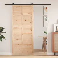 Vidaxl  Barn Door  Natural 80 X 2.5 X 208 Cm Solid Pine Wood