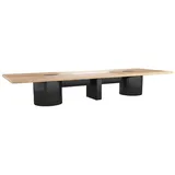 aea Besprechungstisch Arbeitszimmer Chef Exclusive Büro CEO Helles Holz Modern 400cm - Braun