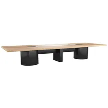 aea Besprechungstisch Arbeitszimmer Chef Exclusive Büro CEO Helles Holz Modern 400cm - Braun