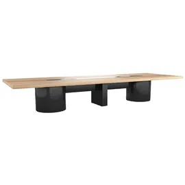 aea Besprechungstisch Arbeitszimmer Chef Exclusive Büro CEO Helles Holz Modern 400cm - Braun