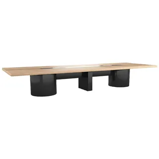aea Besprechungstisch Arbeitszimmer Chef Exclusive Büro CEO Helles Holz Modern 400cm - Braun