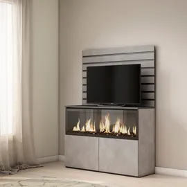 SKRAUT HOME Sideboard Buffet 107 x 35 x 145 cm Zementgrau