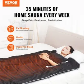 Vevor 520W Infrarot Saunadecke 1900x900mm Sauna Blanket 1-6 Stufen (35°C-85°C) Infrarotdecke 40-Minuten-Fettverbrennung Heizdecke 5-Schicht-Siche...
