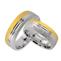 Trauringe123 Trauring Hochzeitsringe Verlobungsringe Trauringe Eheringe Partnerringe GOLD PLATIERT mit 3 Steiner J172 66
