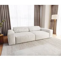 DeLife Big-Sofa Sirpio XL 270x130 cm Bouclé Creme-Weiß mit Hocker