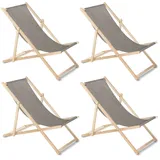 Liegestuhl Strandliege Gartenliege Sonnenliege 4 Stück / Melange / Buchenholz