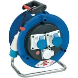 Brennenstuhl 1332806 Kabeltrommel 50 m (Baustellenkabel) ergonomischer Griff, CEE-Stecker 3-polig 230 V/16 A, 1 Schuko-Steckdose und 2 Cee Steckdosen 3-polig 230 V/16 A selbstschließend