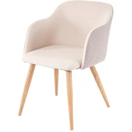 MCW Esszimmerstuhl MCW-D71, Stuhl Küchenstuhl, Retro Design, Armlehnen Stoff/Textil ~ creme-beige