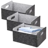 Stabiler Filzkorb In Grau, 3 Pcs Felt Storage Basket, Aufbewahrungskorb Aus Filz, 31 * 25 * 15 Faltbarer Organizer, Filz Aufbewahrungsbox, Filzkorb Aufbewahrung, Faltbare Aufbewahrungsbox Kleidung