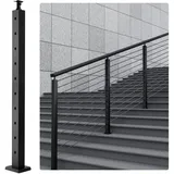 Vevor Kabelgeländerpfosten, 91,4 x 5,1 x 5,1 cm, Stahl, 30° abgewinkeltes Loch, 10 vorgebohrte Löcher, SUS304 Edelstahl-kabelgeländerpfosten mit horizontaler und gebogener Halterung, 1er-Pack, schwarz,