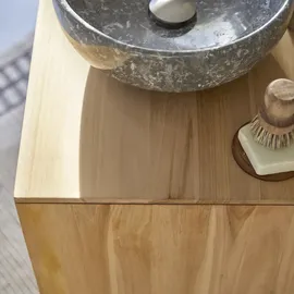 Tikamoon Waschtisch Waschbeckenunterschrank aus Teak 60 cm breit ideal für kleine Bäder