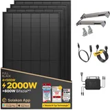Solakon Balkonkraftwerk 2000W komplett Steckdose - Inklusive Halterung - Balkonkraftwerk 2000 Watt neuester Wechselrichter 800W - Solaranlage Komplettset mit 4x500W Solarpanel mit 10m Kabel