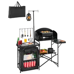 VEVOR Campingküche Küchentisch Tragbarer Kochtisch 1 Schrank Outdoor Picknick
