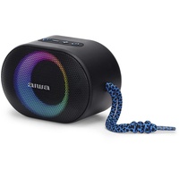 Aiwa BST-330BL Kompakt-Bluetooth-Lautsprecher, langlebig, leistungsstark, mit Hyperbass-Technologie, 10 W Leistung, RGB-Beleuchtung, Kartenleser, Wasserdicht Farbe: Schwarz und Blau