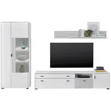 furn.design Wohnwand weiß Metall, Nachbildung, 285x180x42 cm, Wohnzimmer, Wohnwände, Anbauwände