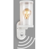 Briloner - Außenlampe mit Bewegungsmelder, Außenwandleuchte, Dämmerungssensor, IP44, E27, Weiß, 270x95x115 mm (LxBxH), 3628-015
