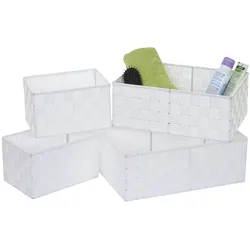 4er Set Aufbewahrungskorb MCW-C37, Dekokorb Korb Körbchen Aufbewahrung Regalkorb Deko ~ weiß