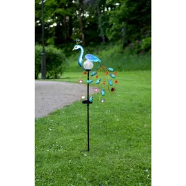 StarTrading STAR Trading LED-Solar-Gartenstecker "Peacock" in blau Bunt - (H)80 cm | Gr.: onesize