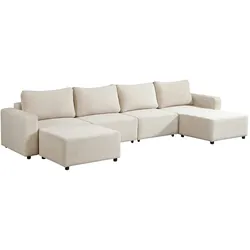 Home Deluxe GmbH HOME DELUXE Modulares Schlafsofa VINA XXL, Beige - inkl. Stauraum | Cordsofa, Sofa mit Schlaffunktion, Couch
