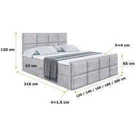 altdecor BOXBETT NOVA-Z - 160 x 200 - H3 - Hellgrau