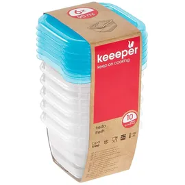 KEEEPER Frischhaltedose eckig blau 6,5 x 6,5 x 4 cm 90 ml 6-teiliges Set