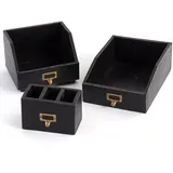 DESIGN DELIGHTS Organizer-Set Schreibtisch Holz 16x21x24 cm Schwarz 3 St.